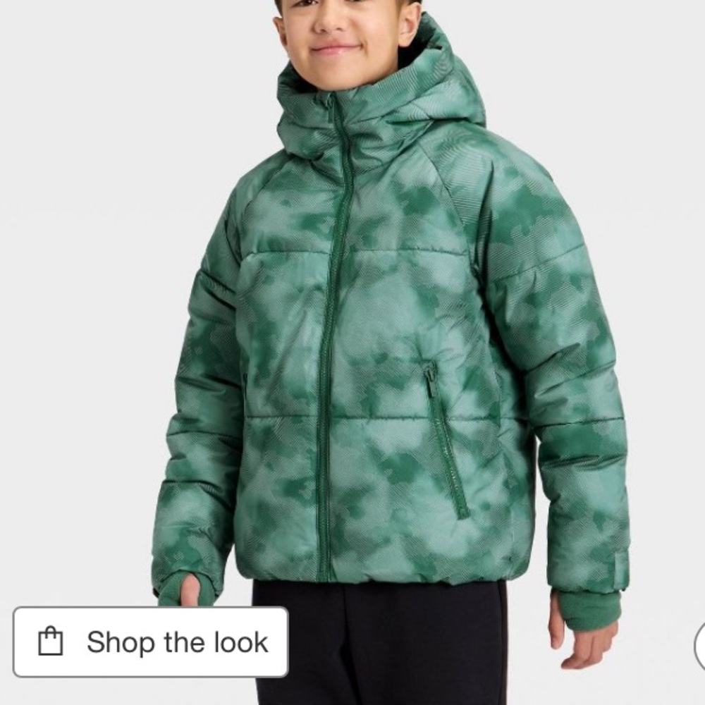 New w Tag: All In Motion Heavyweight Puffer Jacket. Hooded. Waterproof. Size 8